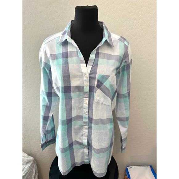 COLUMBIA | Blue White Plaid Button Down Long Sleeve Outdoors Shirt | Large - Picture 2 of 6